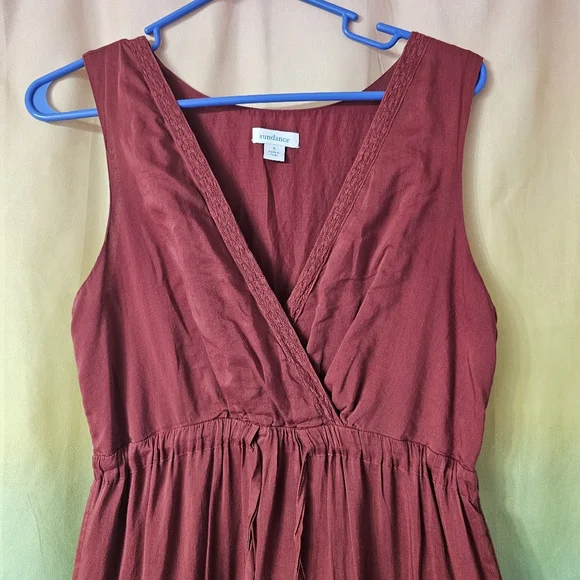 Sundance Zura Dress In Dark Red Silk Cotton Blend - Picture 5 of 6